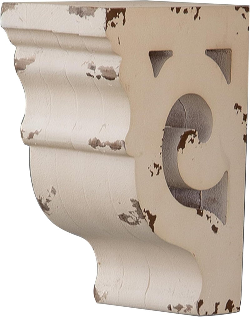 Sofe Corbels for Shelves Shabby Chic White Wood Corbels, Decorative Shelf Brackets Rustic Shelf Farmhouse Decor Distressed Vintage Small Floating Shelves for Wall, Living Room, Retro Wood Bookend - Image 4